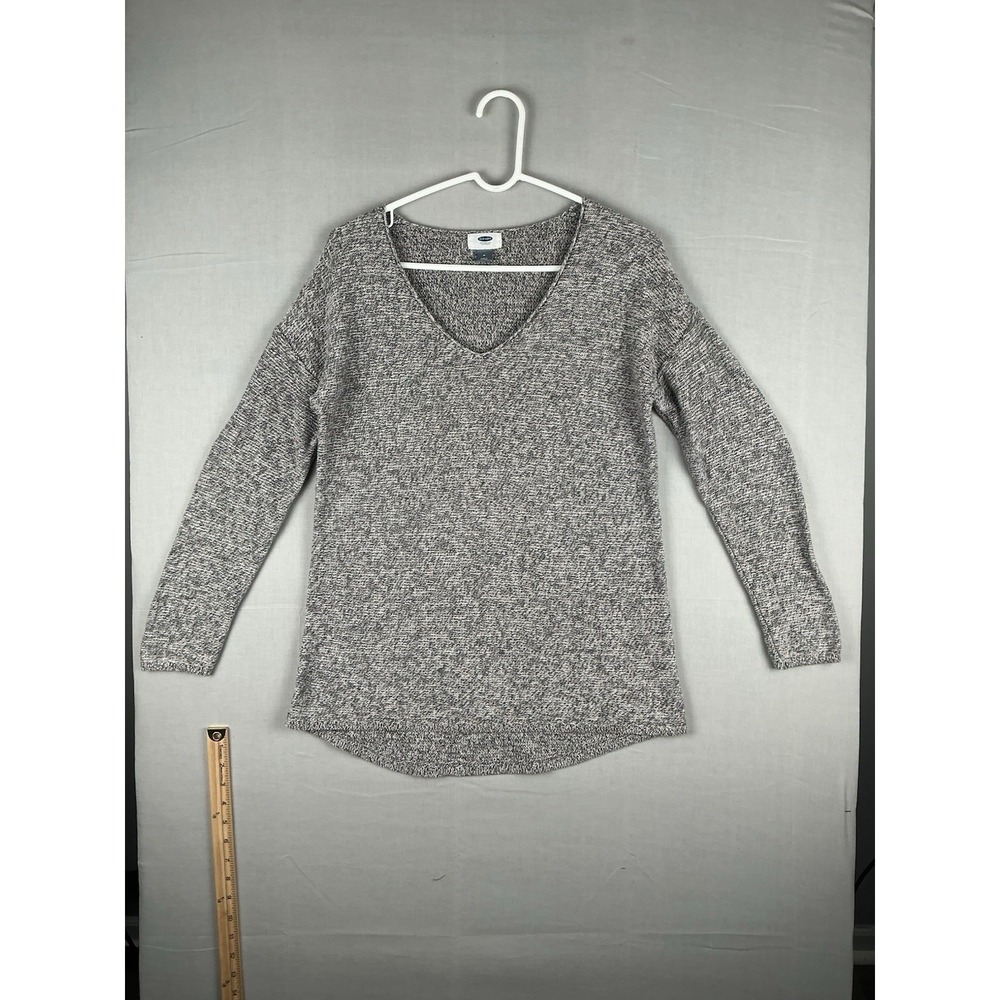 Old Navy Womens Medium Gray Marled V‎ Neck Sweater 100% Cotton